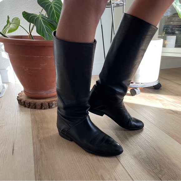 HANA MACKLER Leather Black Boots Size 7 AAA Made in Italy - Picture 11 of 11